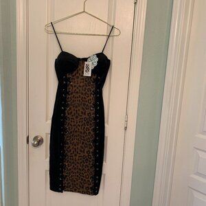 NWT Blithe Black And Leopard Bodycon DressSize S NWT
